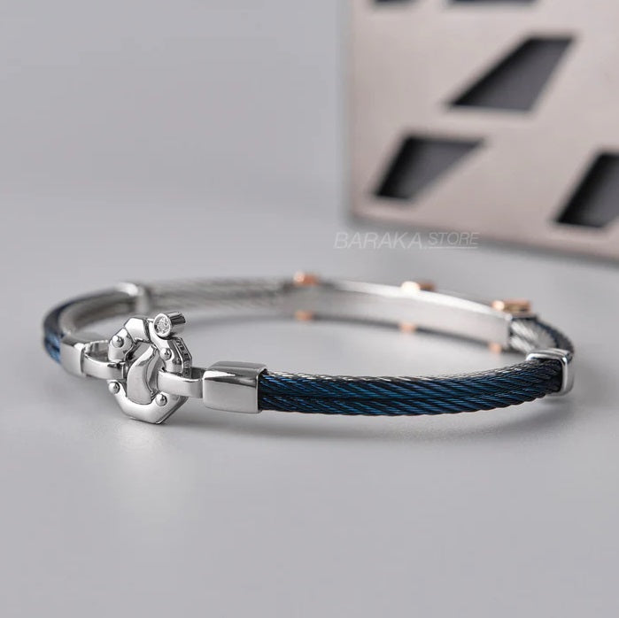 BARAKA Men's BR312501RODB180016 Rose Gold Stainless Steel White Diamond Bracelet
