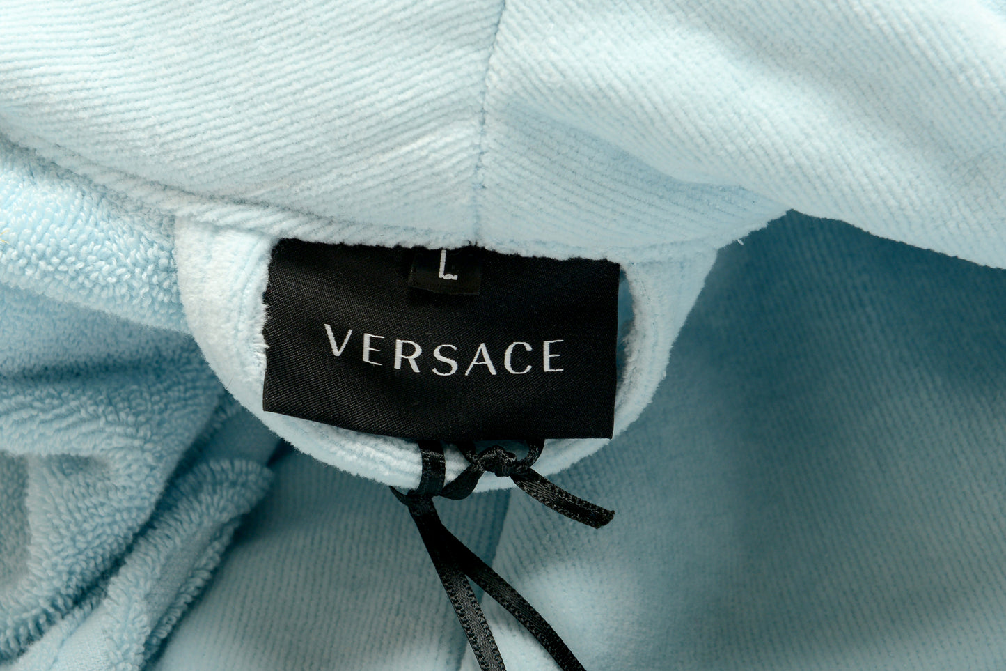 Versace Blue Medusa Logo 100% Cotton Belted Bathrobe Size L