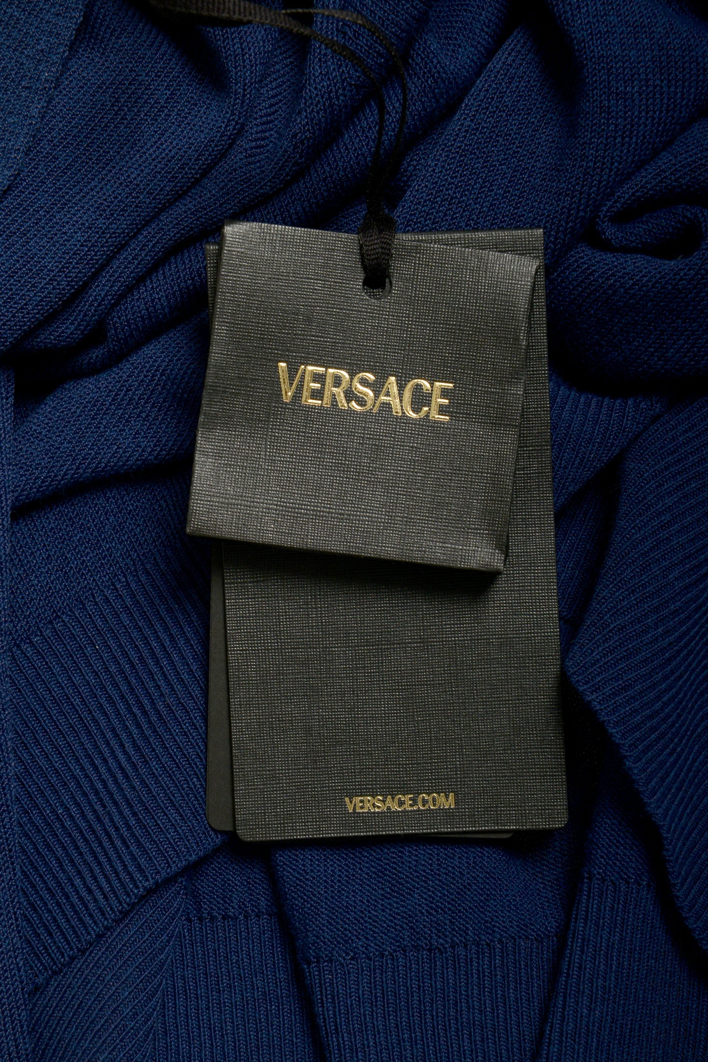 Versace Men's Blue Medusa Piquet Embroidery Knit L/S Polo Shirt US M IT 50