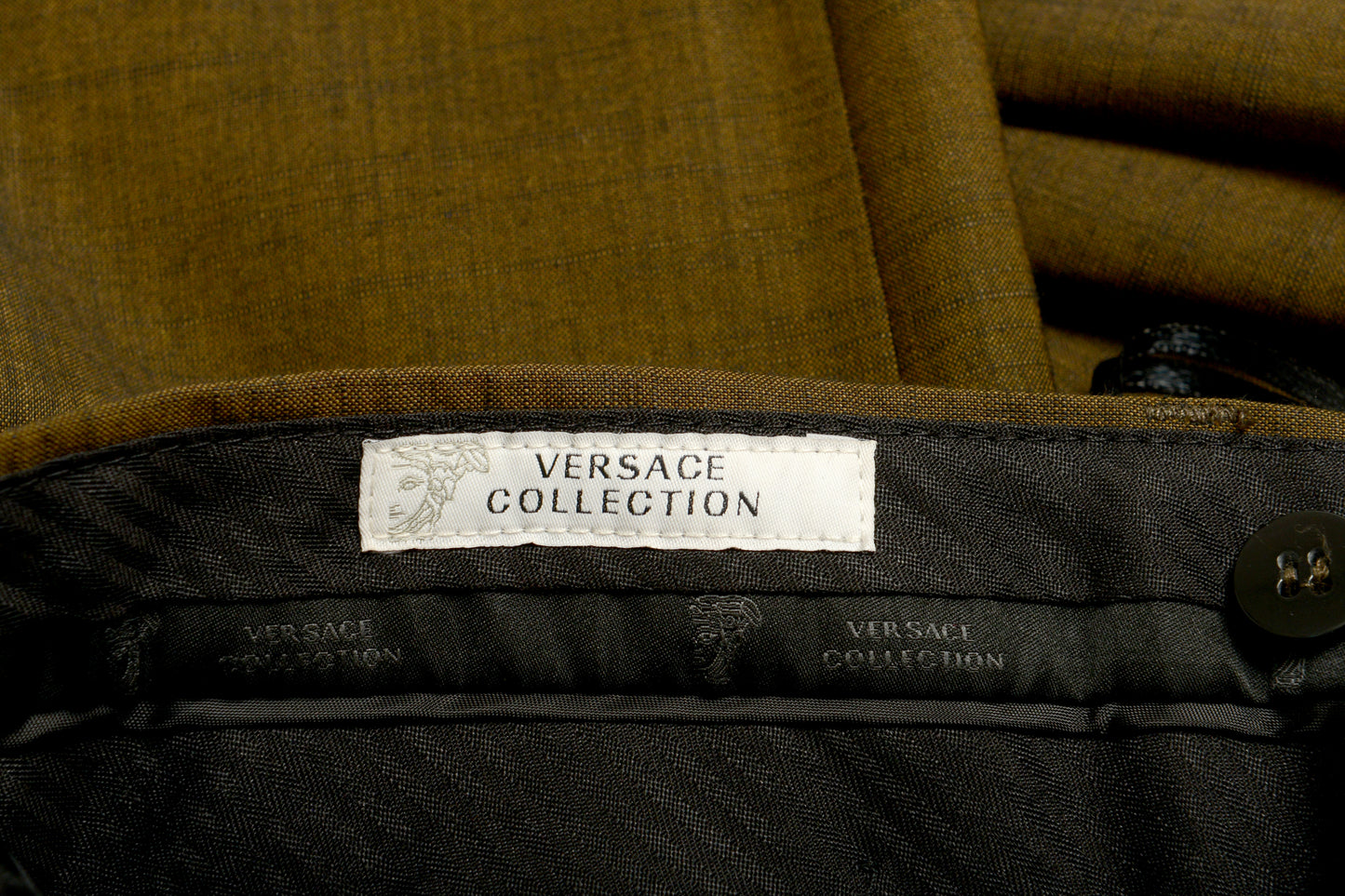Versace Collection Men's Wool Olive Green Dress Pants US 34R IT 50