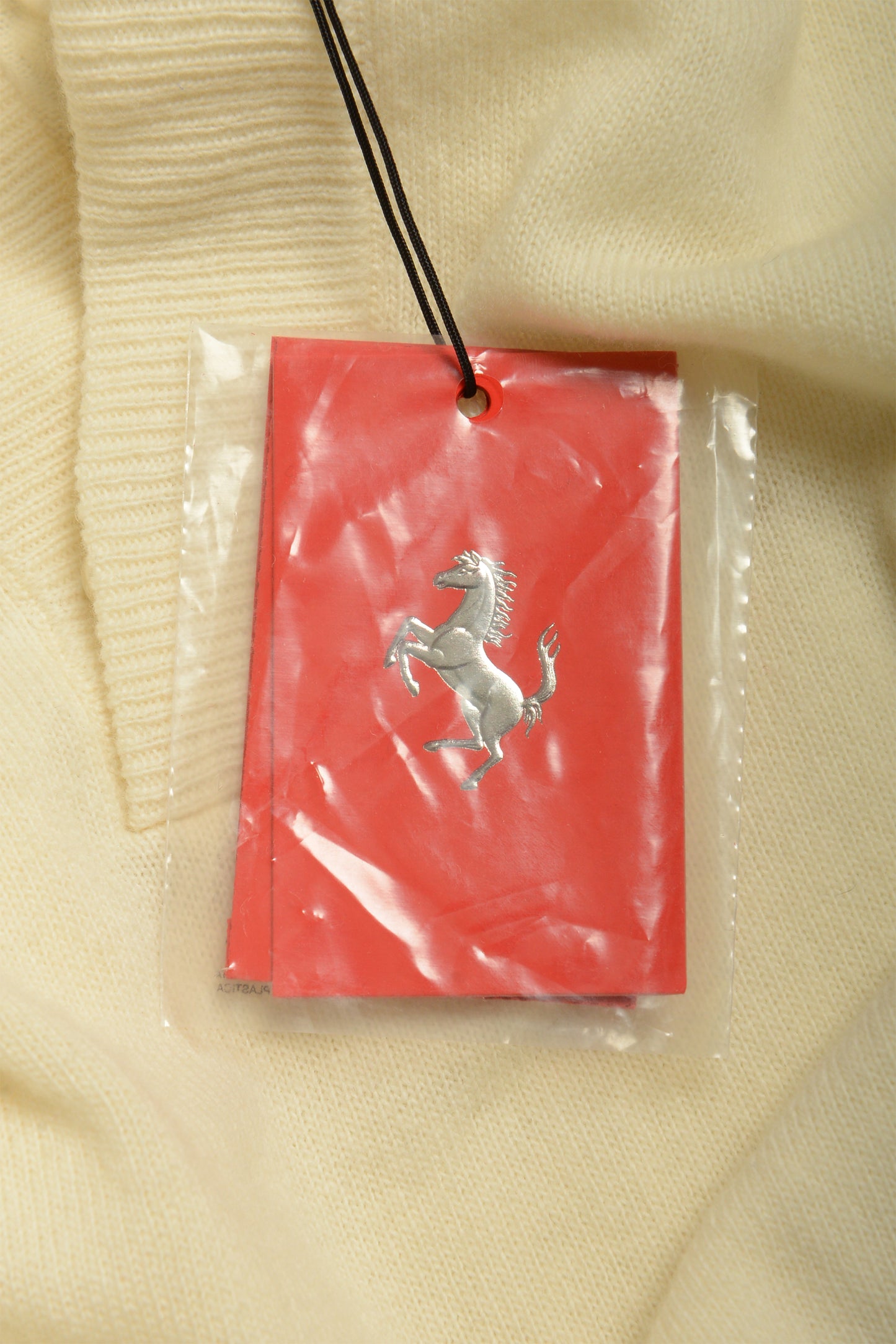 Scuderia Ferrari Men's Ivory 100%Wool Polo Style Pullover Sweater US M IT 50
