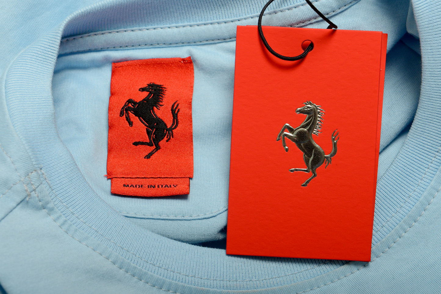 Scuderia Ferrari Women's Sky Blue Short Sleeve Logo Print T-Shirt US L IT 44