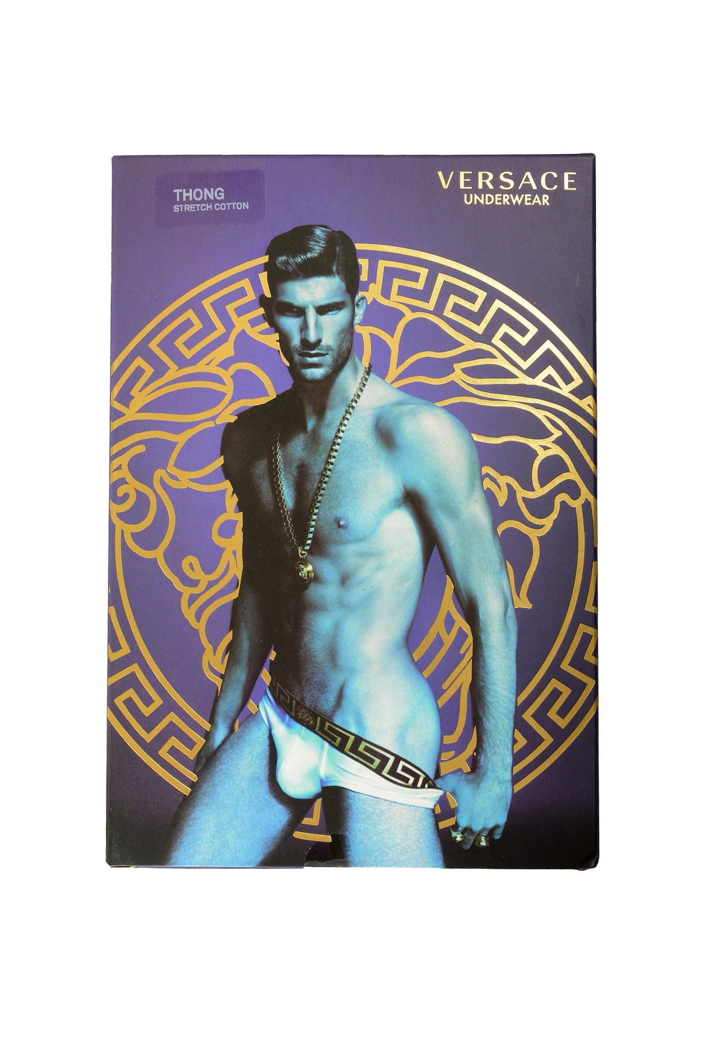 Versace Men's White Gold Border Stretch Thong Underwear VersaceSz 8 US 2XL IT 56