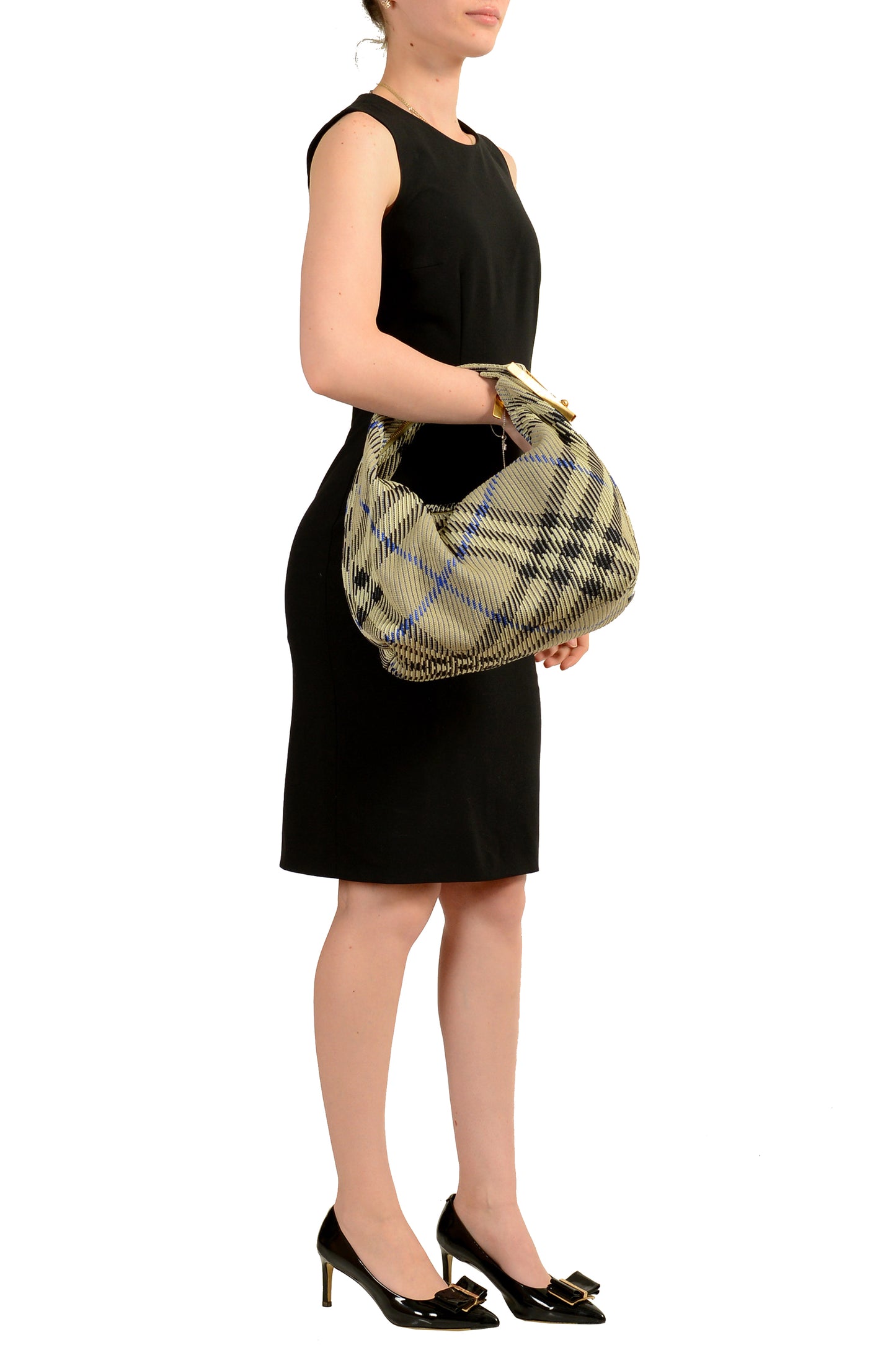 Burberry "Peg" Lichen Plaid Shoulder Hobo Bag