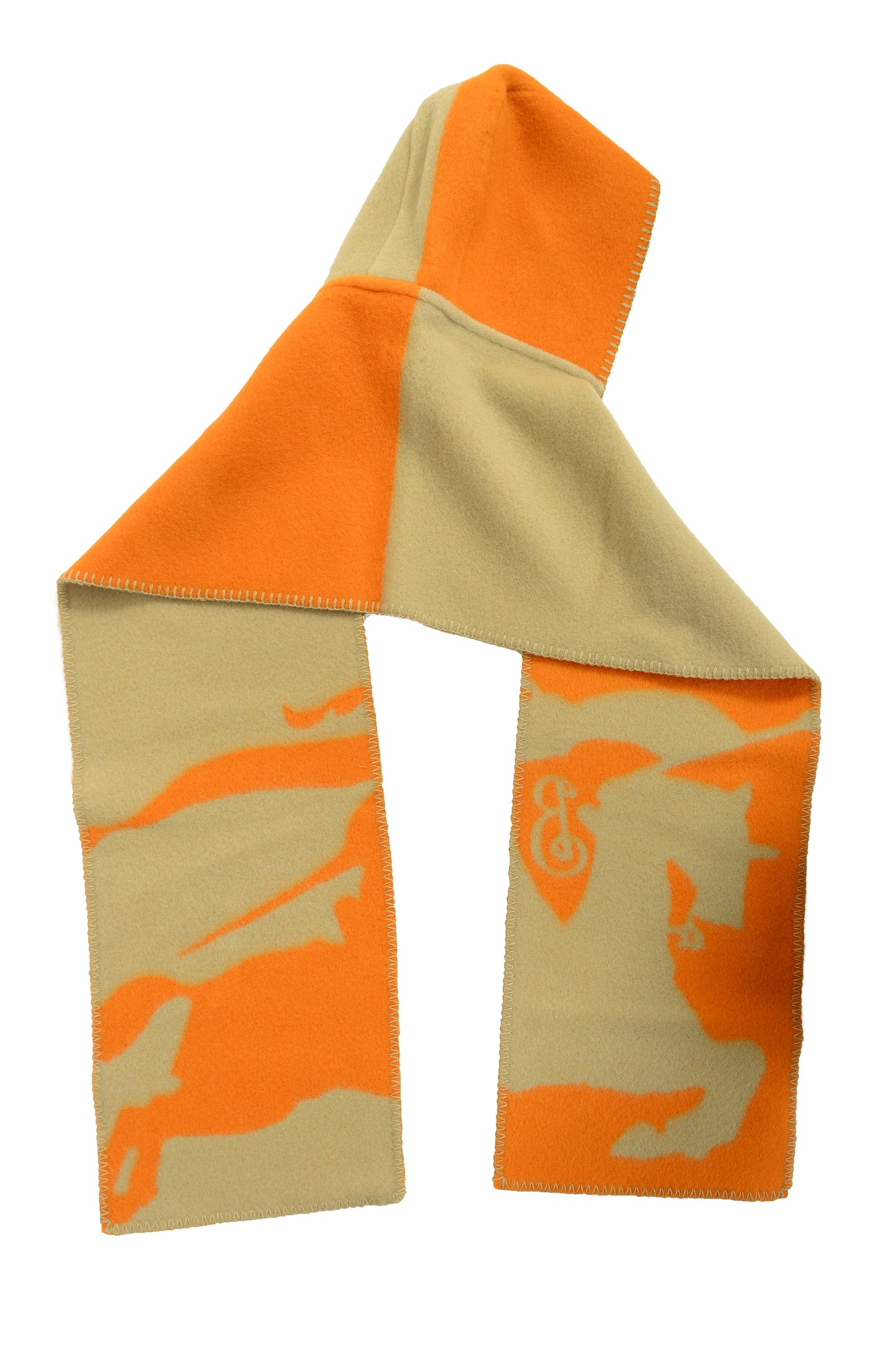 Burberry "MU Split EKD Hooded" Hunter Pumpkin 100% Wool Scarf