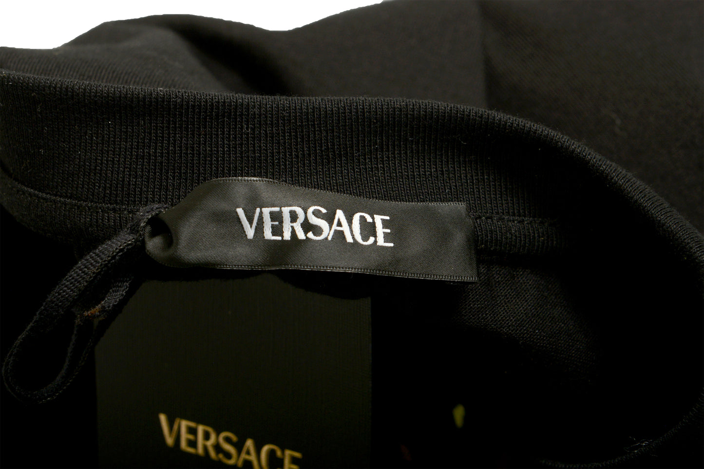 Versace Men's Black Logo Print Graphic Crewneck Short Sleeve T-Shirt US M IT 50