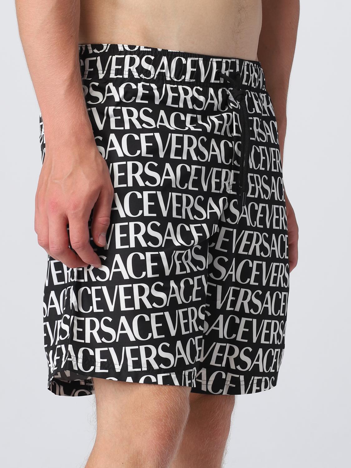 Versace Men's Black & White Logo Swimwear Swim Shorts Versace sz 4 US S IT 48