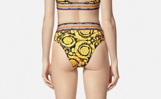 Versace Women's "Barocco" High Waist Swim Slip Bikini Versace Sz 2 US S IT 40