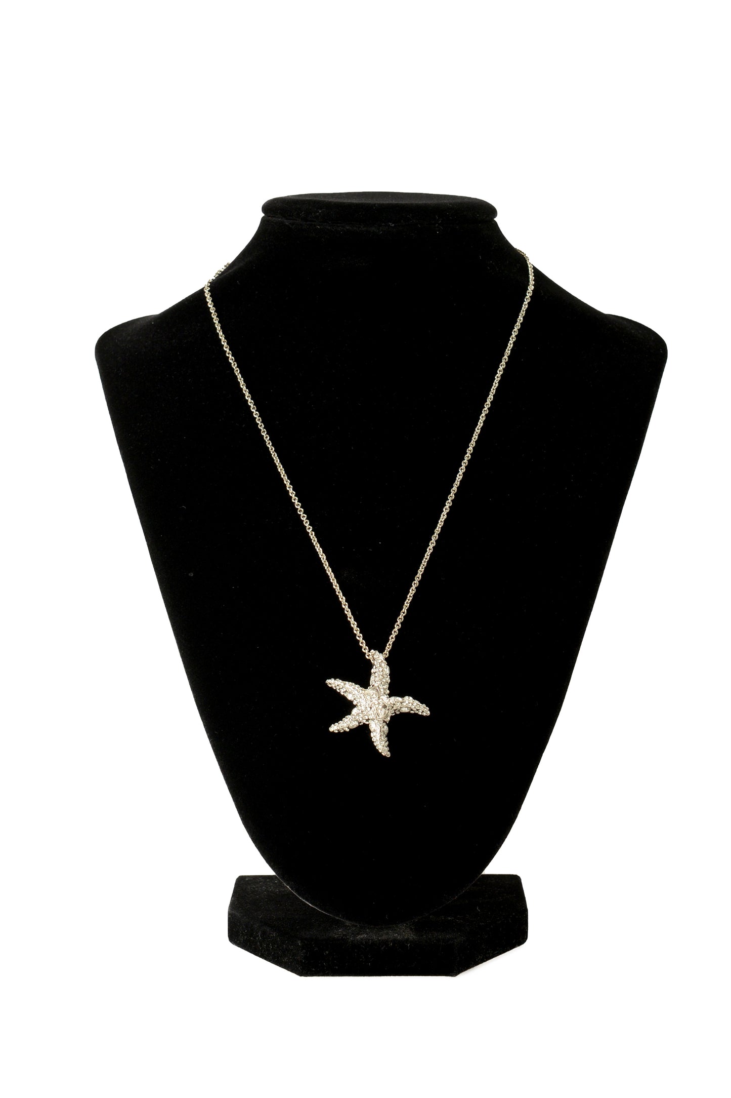 Versace Silver Color Metal & Strass Chain Necklace Pendant