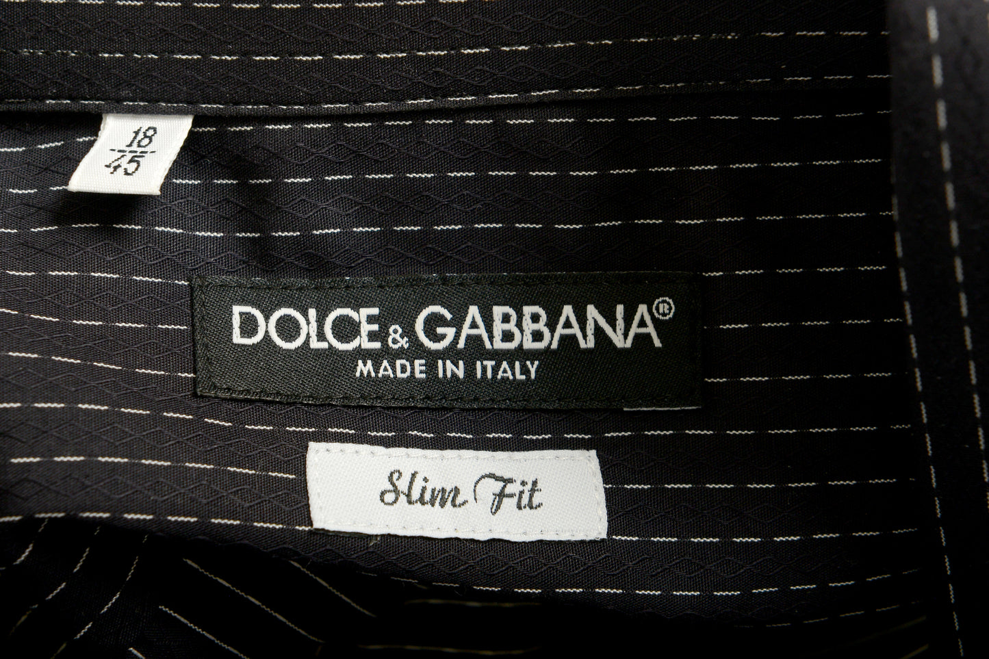 Dolce & Gabbana Men's Slim Fit Black Striped Long Sleeve Dress Shirt US 18 IT 45
