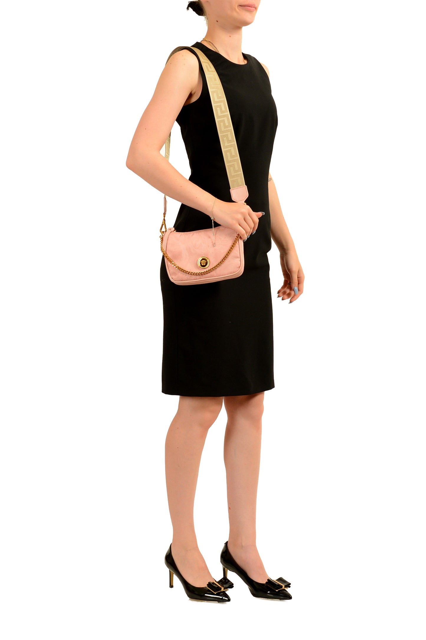 Versace Women's Dusty Rose Gold Medusa Small Hobo Handbag Shoulder Bag