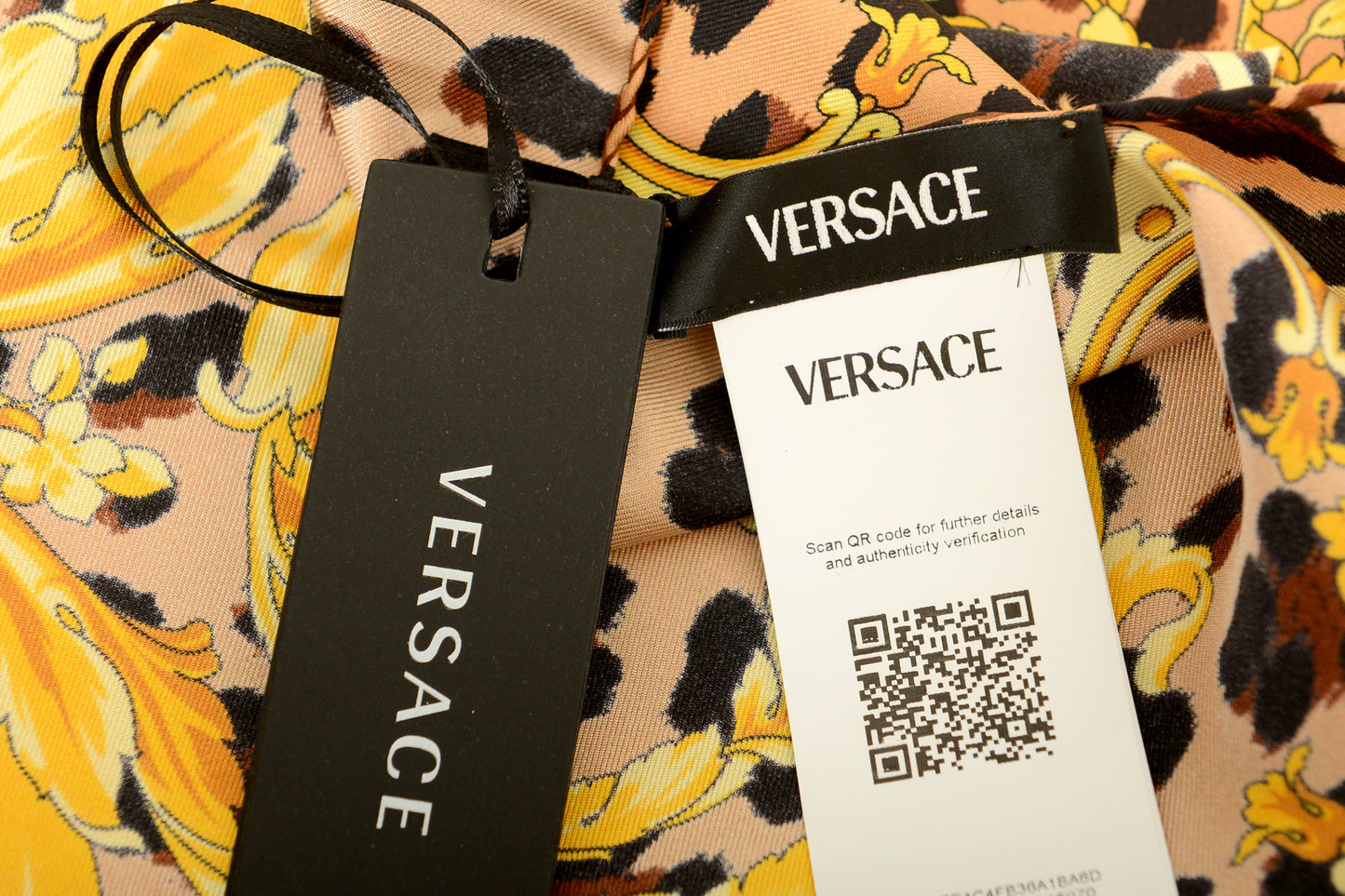 Versace Multi-Color Versace Signature Print 100% Silk Shawl Scarf Bandana