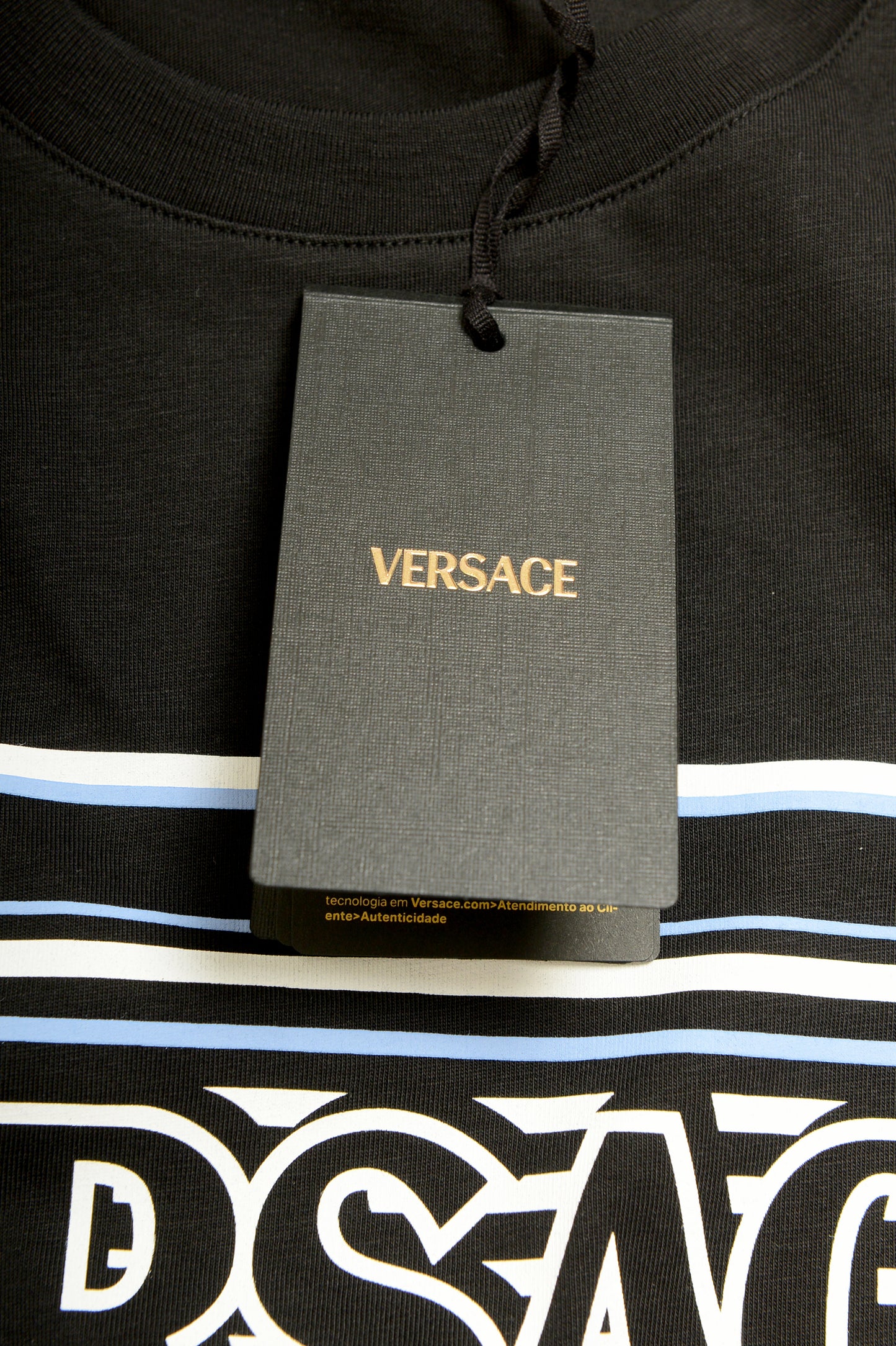Versace Men's Logo Print Black Crewneck Short Sleeve T-Shirt US M IT 50