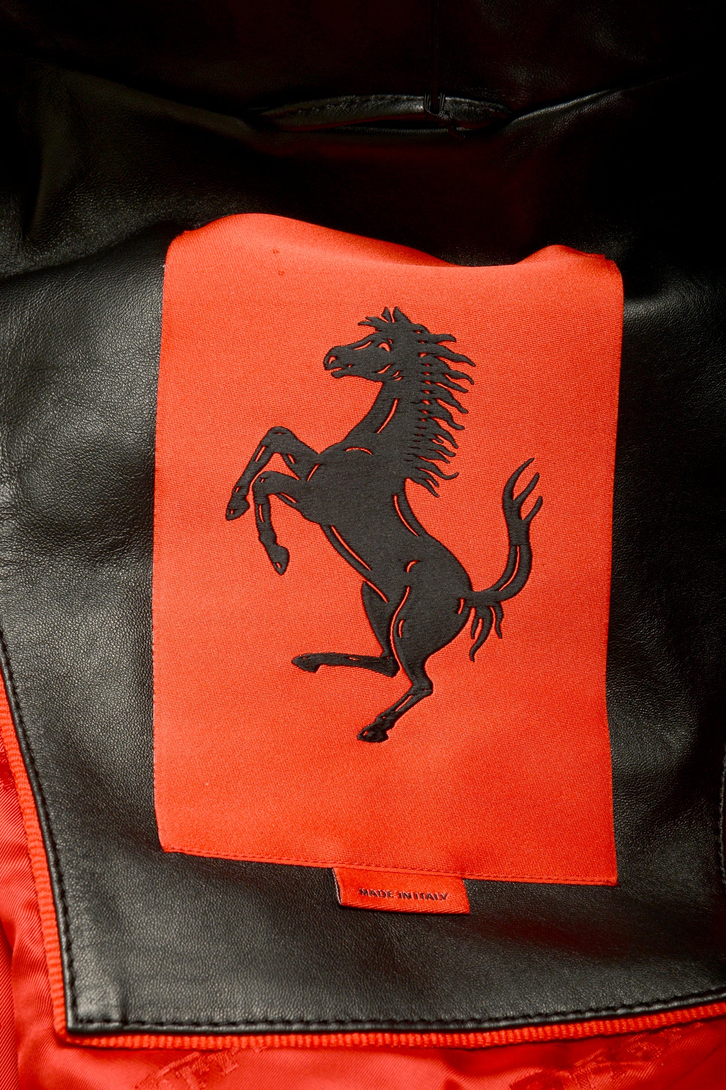 Scuderia Ferrari Men's Black Leather Full Zip Driver Bomber Jacket US 2XL IT 56