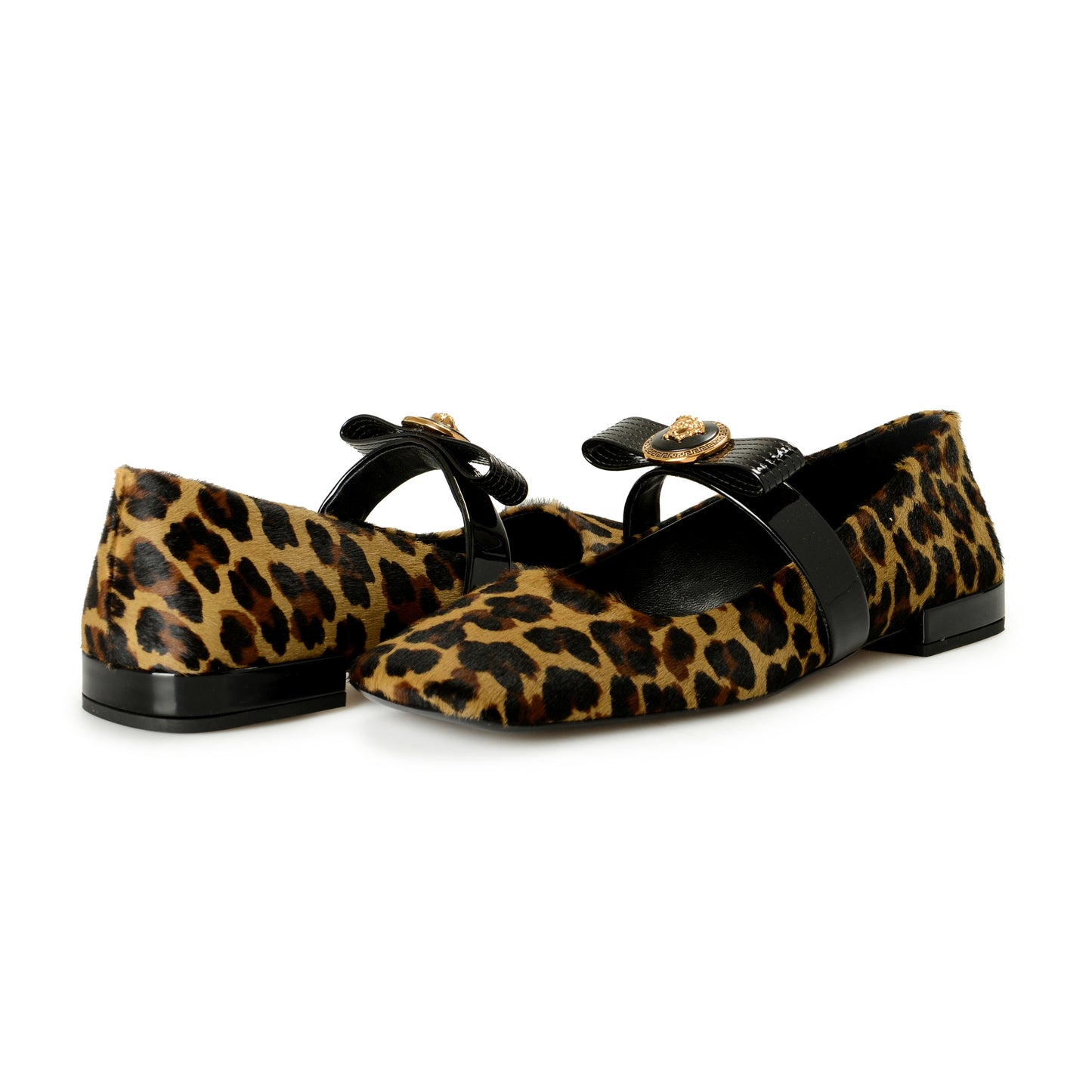 Versace Women's Pony Hair Leather Gold Medusa Ballets Flat Shoes US 9.5 IT 39.5