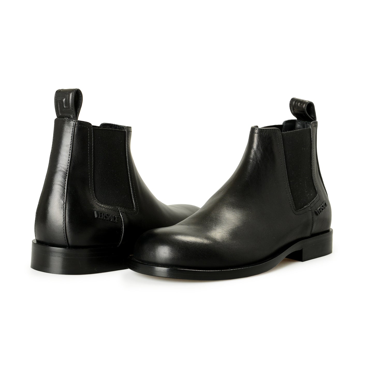 Versace Men's Black Leather Chelsea Boots Shoes US 7 IT 40