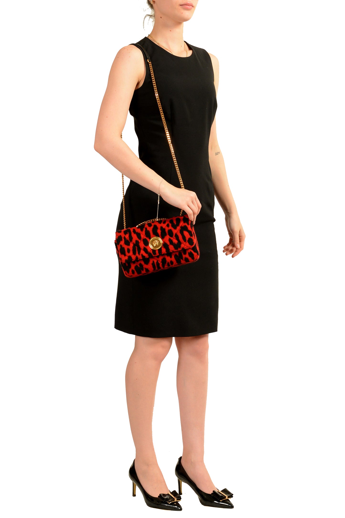 Versace Women's Small 100% Wool Gold Medusa Quilted Handbag Shoulder Bag