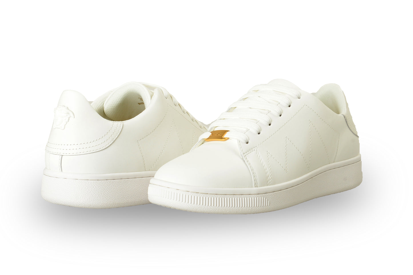 Versace Women's White 100% Leather White Medusa Logo Sneakers Shoes US 9 IT 39