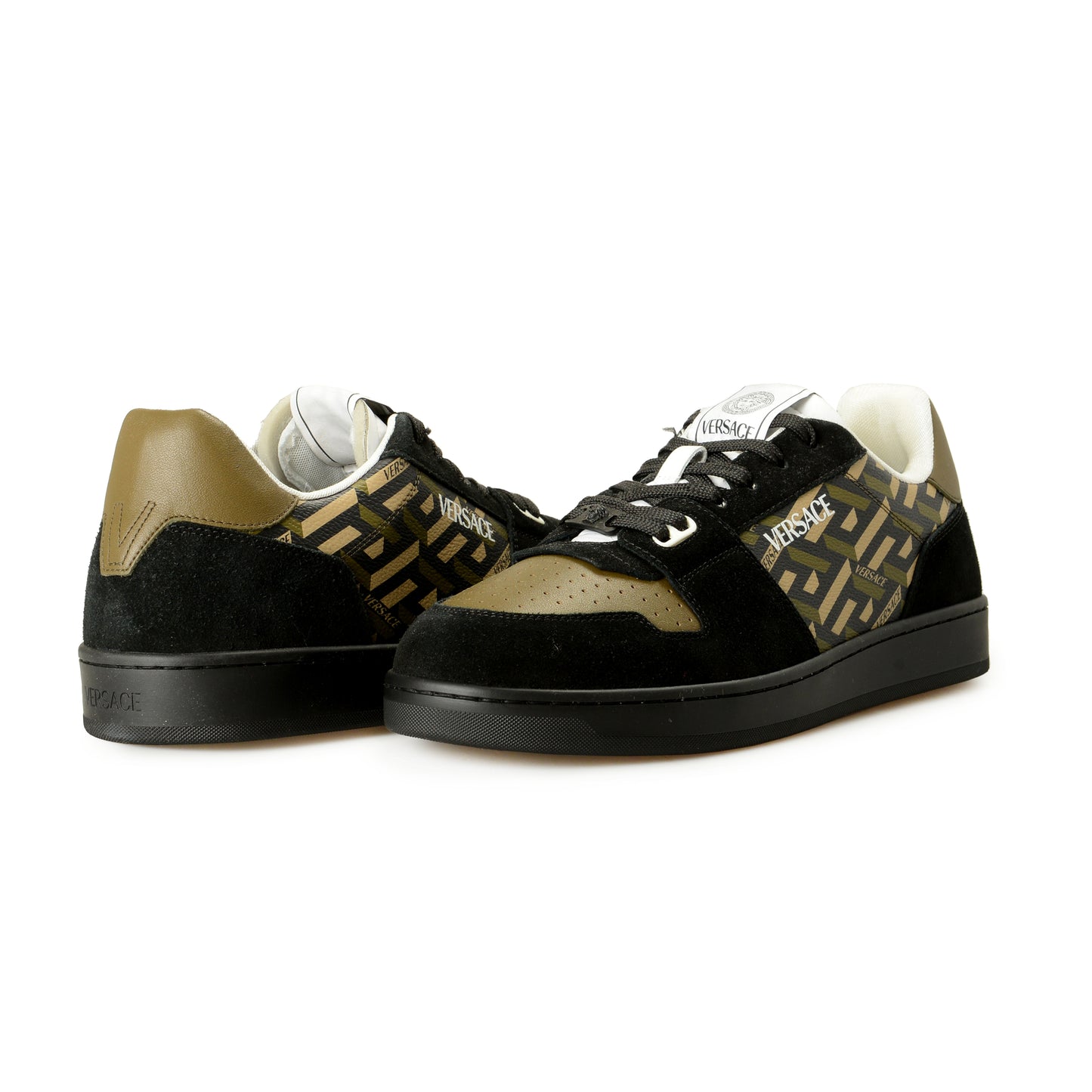 Versace Men's "The Greek Print" Leather & Suede Sneakers Shoes US 11 IT 44