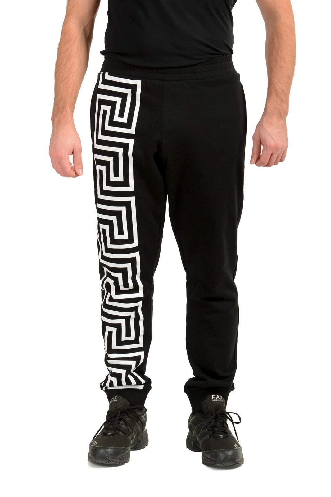 Versace Men's Black Mitchel Fit Greeca Print Sweat Pants US L IT 52