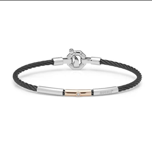 BARAKA Men's BR312311RODB220004 Rose Gold Stainless Steel White Diamond Bracelet