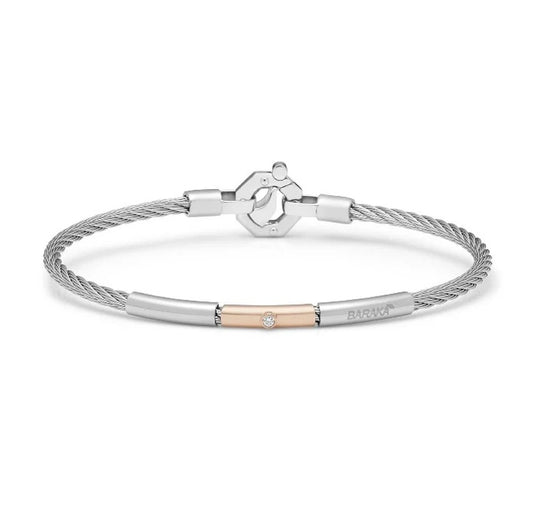 BARAKA Men's BR312321RODB210004 Rose Gold Stainless Steel White Diamond Bracelet