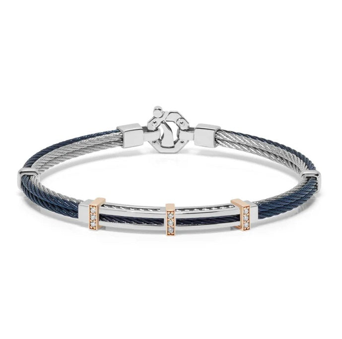 BARAKA Men's BR312501RODB180016 Rose Gold Stainless Steel White Diamond Bracelet