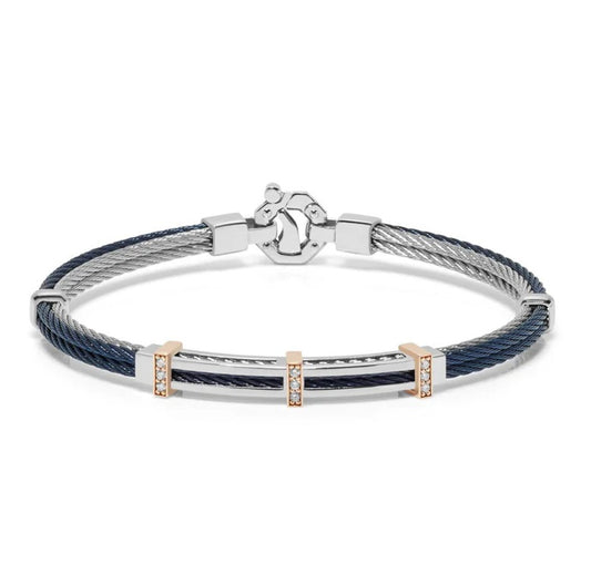 BARAKA Men's BR312501RODB180016 Rose Gold Stainless Steel White Diamond Bracelet