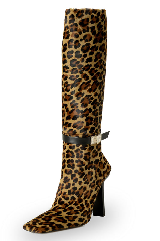 Versace Women's Pony Hair Leather High Heel Boots Shoes US 11 IT 41