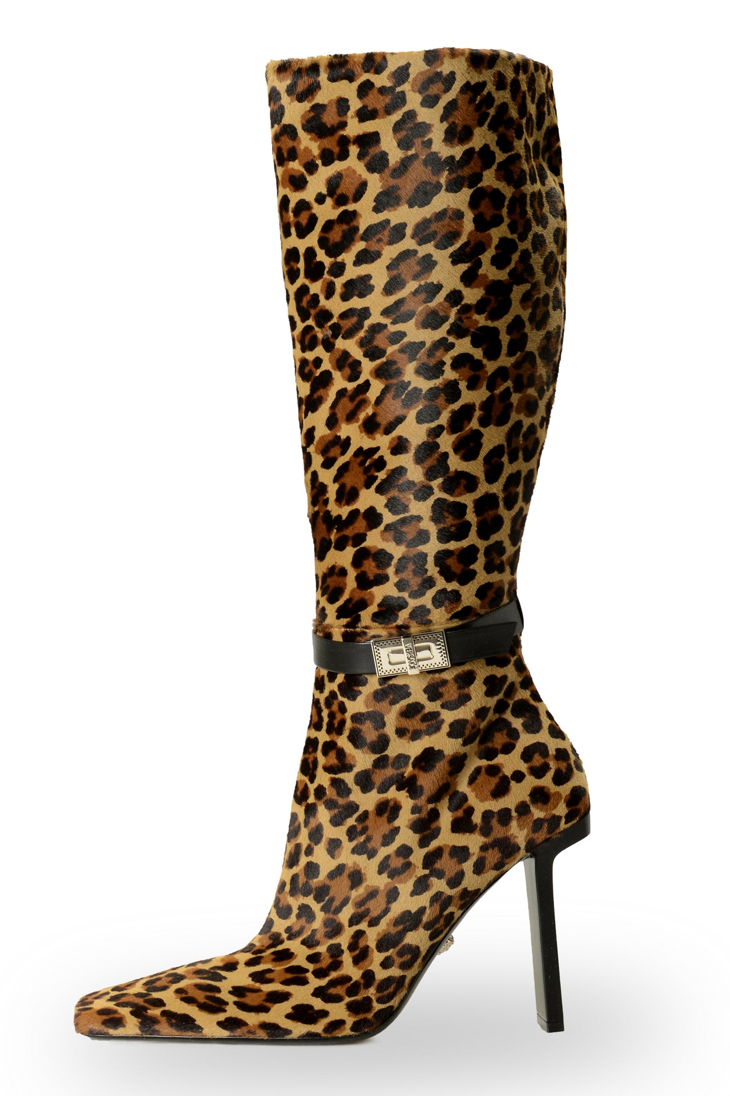 Versace Women's Pony Hair Leather High Heel Boots Shoes US 11 IT 41