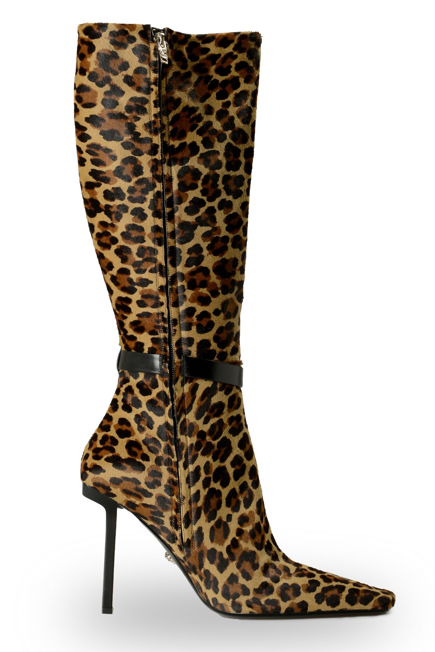 Versace Women's Pony Hair Leather High Heel Boots Shoes US 11 IT 41