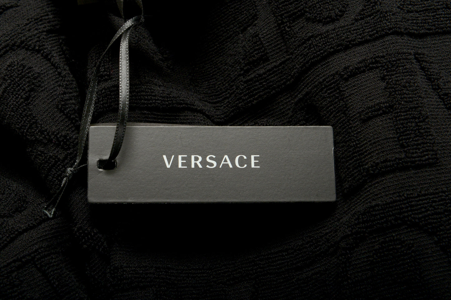 Versace Unisex Black Crystal 100% Cotton Hooded Belted Bathrobe Size XL