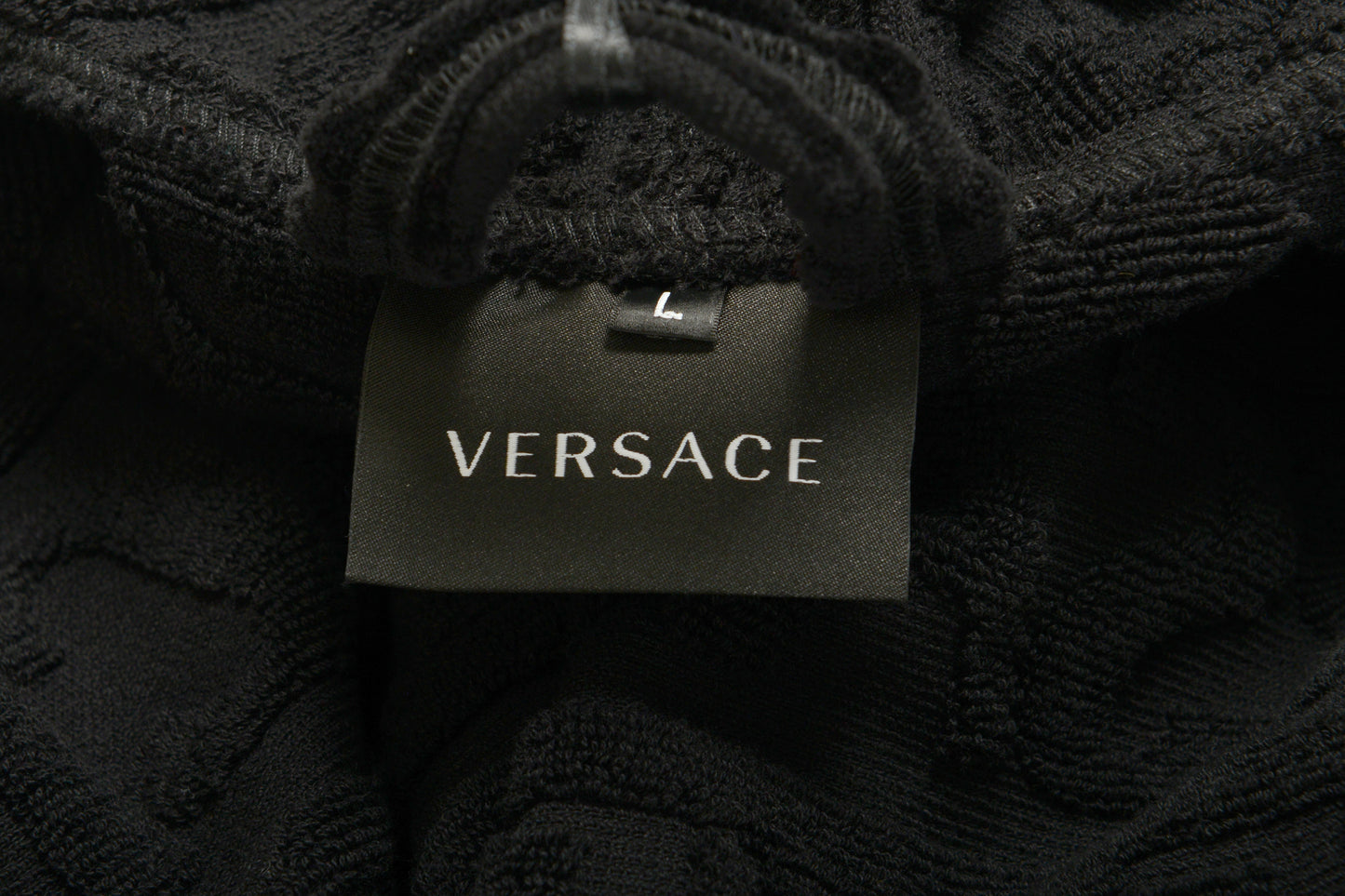 Versace Unisex Black Crystal 100% Cotton Hooded Belted Bathrobe Size XL