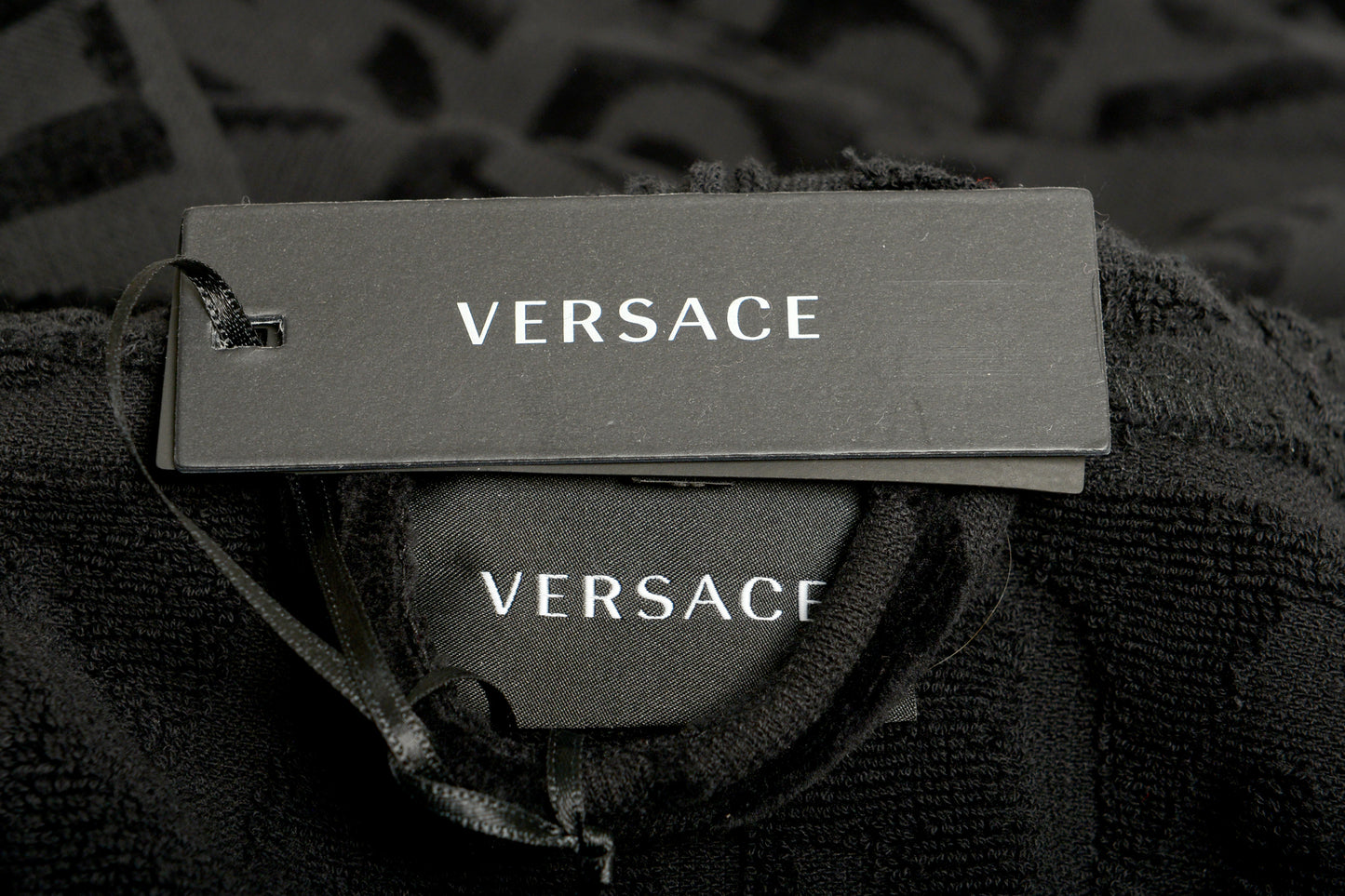 Versace Unisex Black Crystal 100% Cotton Hooded Belted Bathrobe Size S