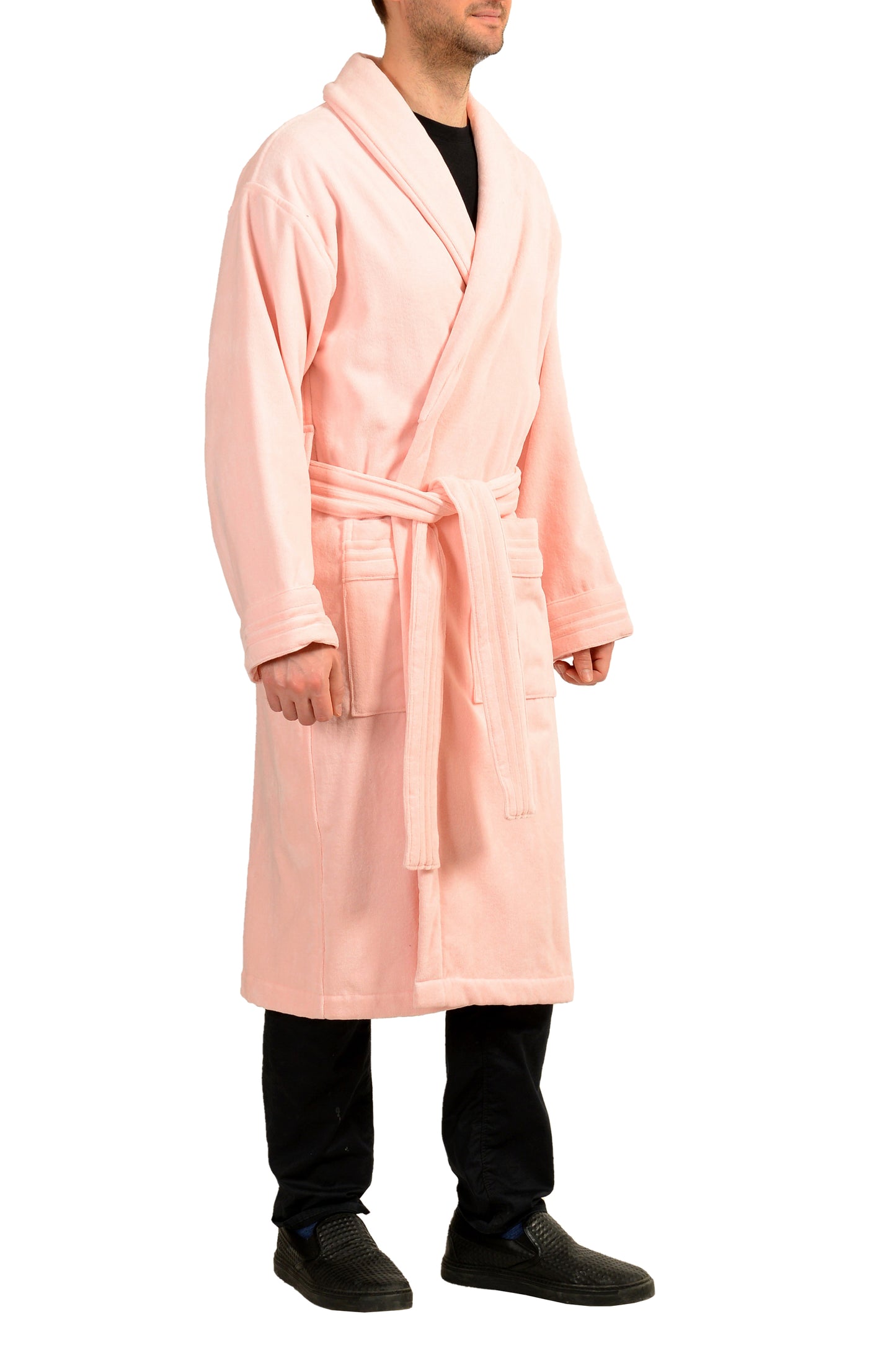 Versace Pink Medusa Logo 100% Cotton Belted Bathrobe Size S