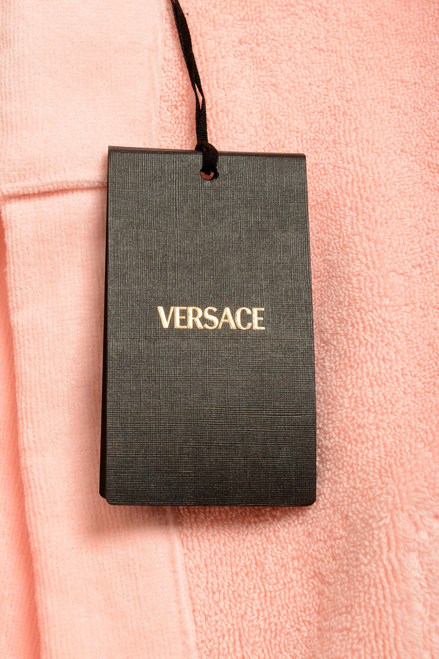 Versace Pink Medusa Logo 100% Cotton Belted Bathrobe Size M