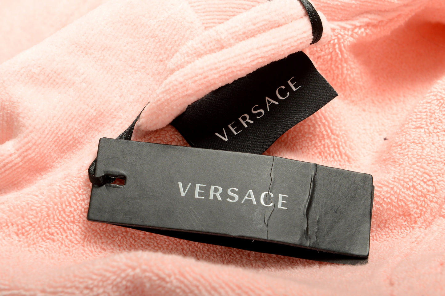 Versace Pink Medusa Logo 100% Cotton Belted Bathrobe Size M