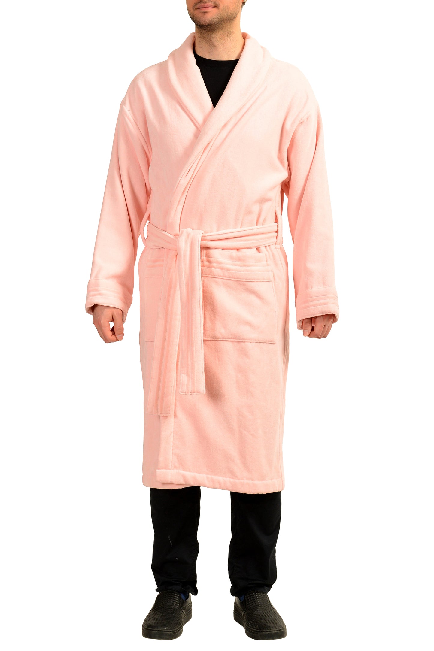 Versace Pink Medusa Logo 100% Cotton Belted Bathrobe Size M