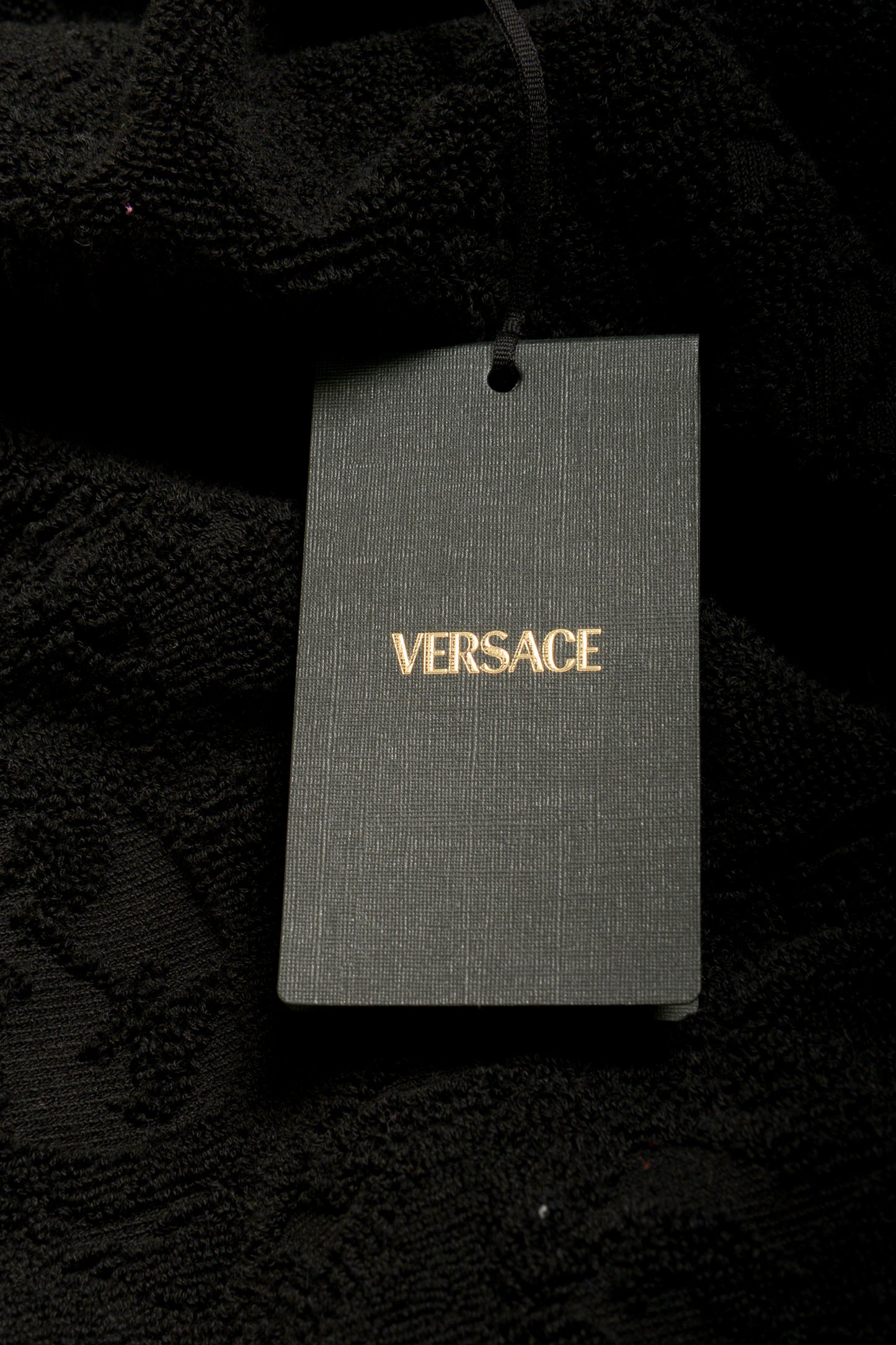 Versace Black Medusa Logo 100% Cotton Belted Bathrobe Size L
