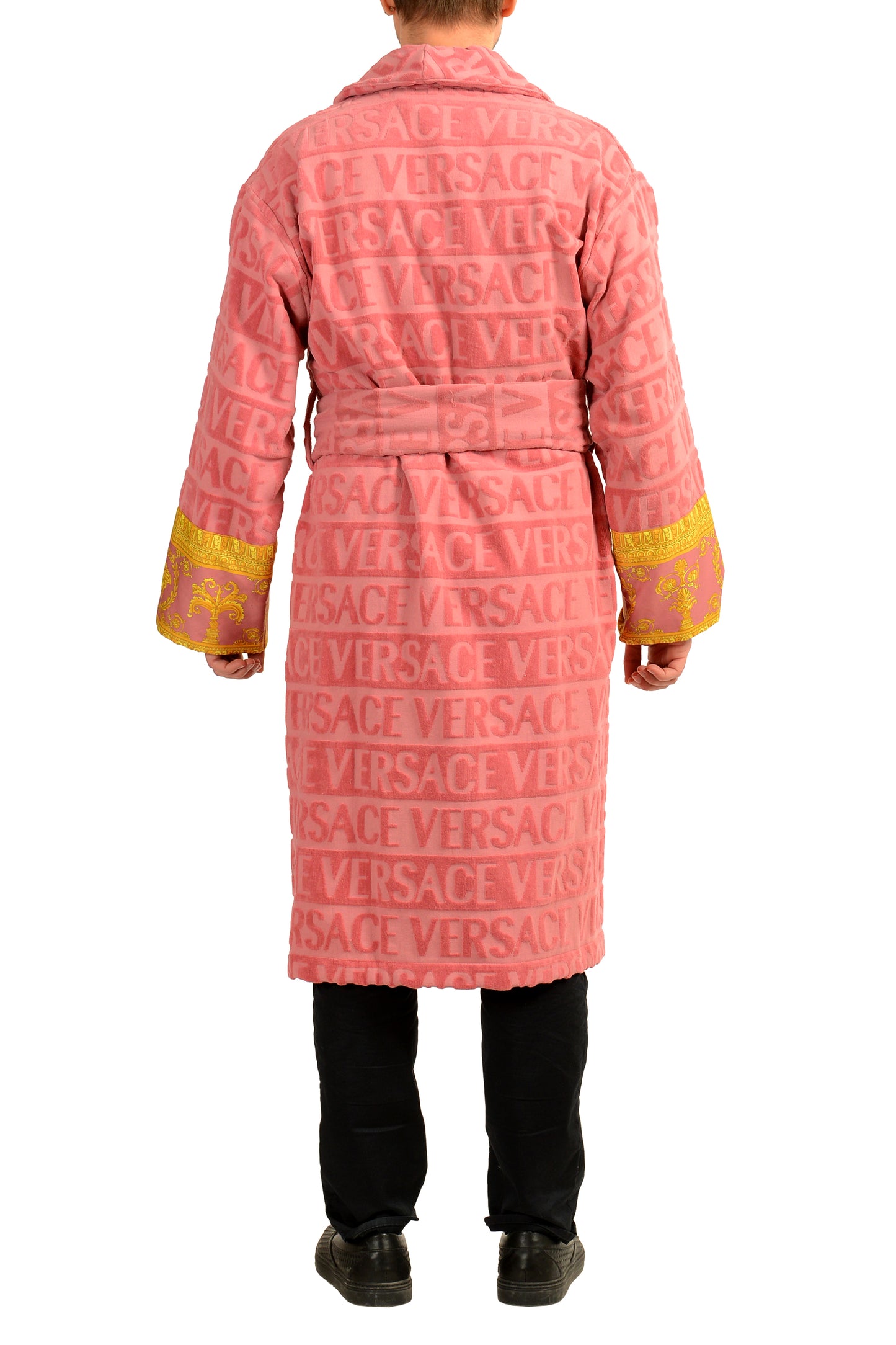 Versace Strawberry Jam "I Heart Baroque" 100% Cotton Belted Bathrobe Size L