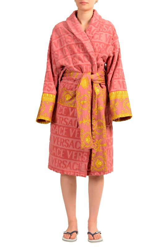 Versace Strawberry Jam "I Heart Baroque" 100% Cotton Belted Bathrobe Size L