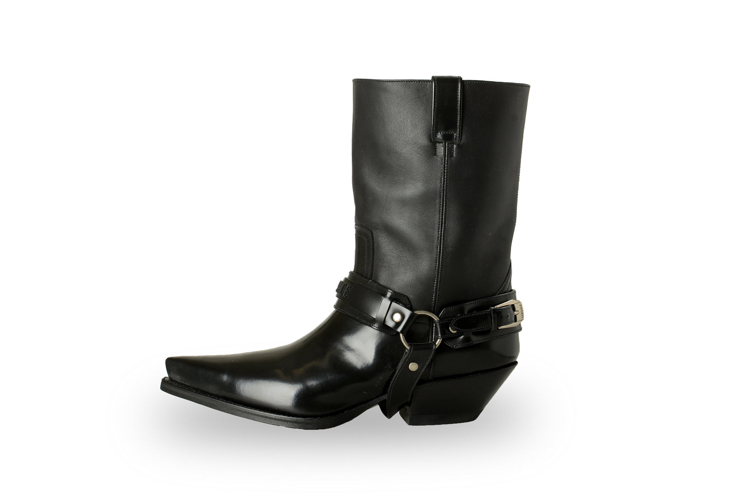 Versace Men's Black Leather Logo Cowboy Boots Shoes US 11 IT 44