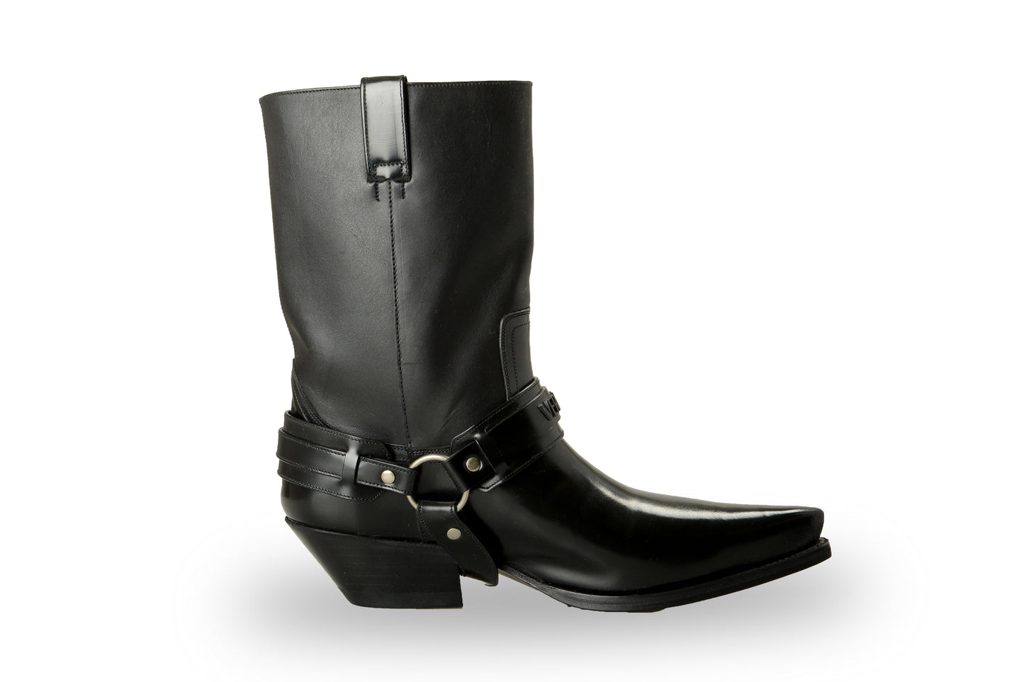 Versace Men's Black Leather Logo Cowboy Boots Shoes US 11 IT 44