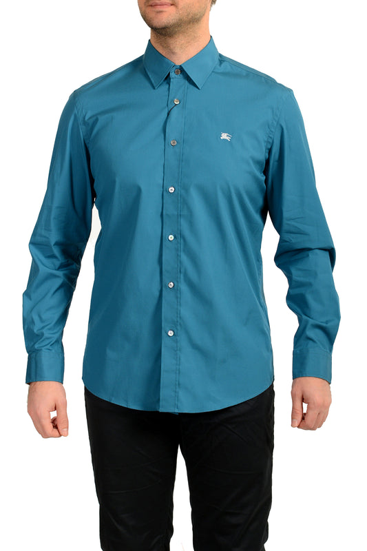 Burberry Men's "Cambridge 2" Teal Blue Long Sleeve Shirt US 2XL IT 56