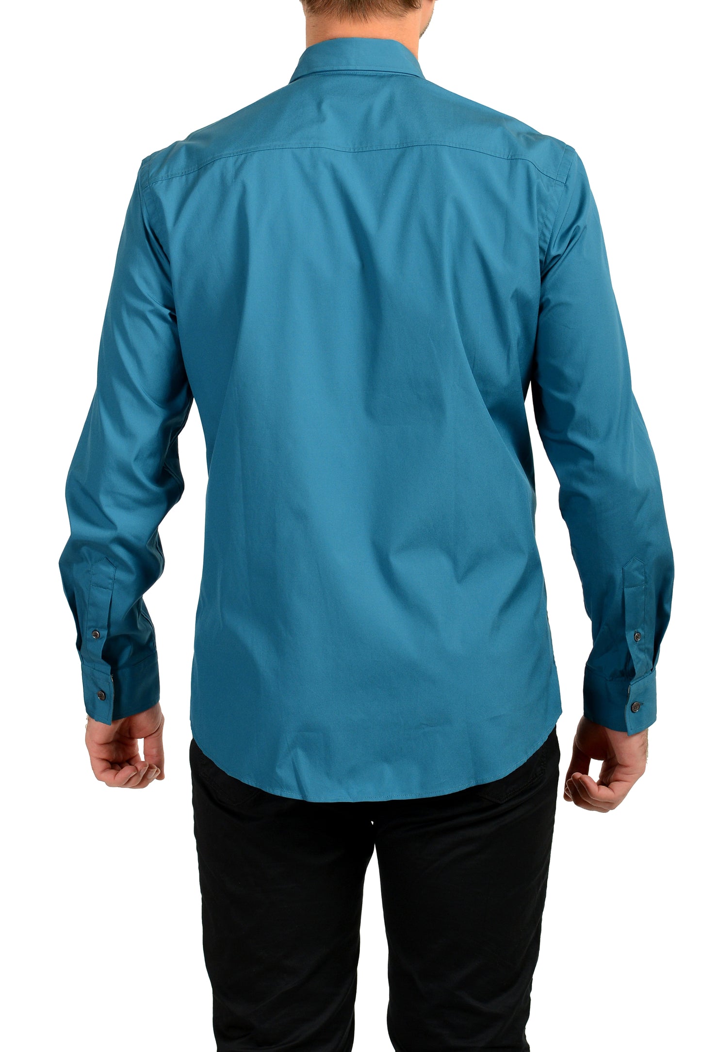 Burberry Men's "Cambridge 2" Teal Blue Long Sleeve Shirt US 2XL IT 56
