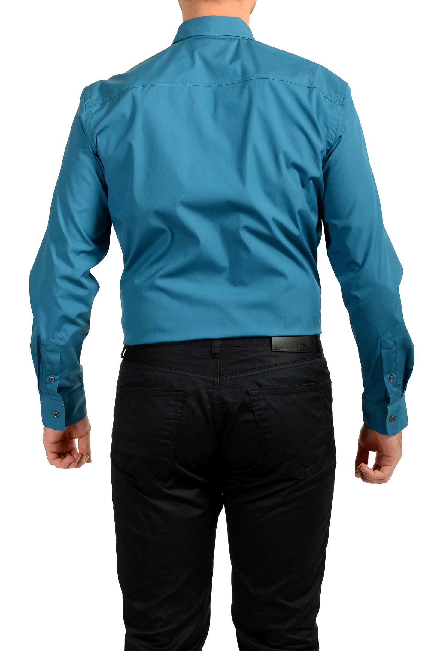 Burberry Men's "Cambridge 2" Teal Blue Long Sleeve Shirt US 2XL IT 56