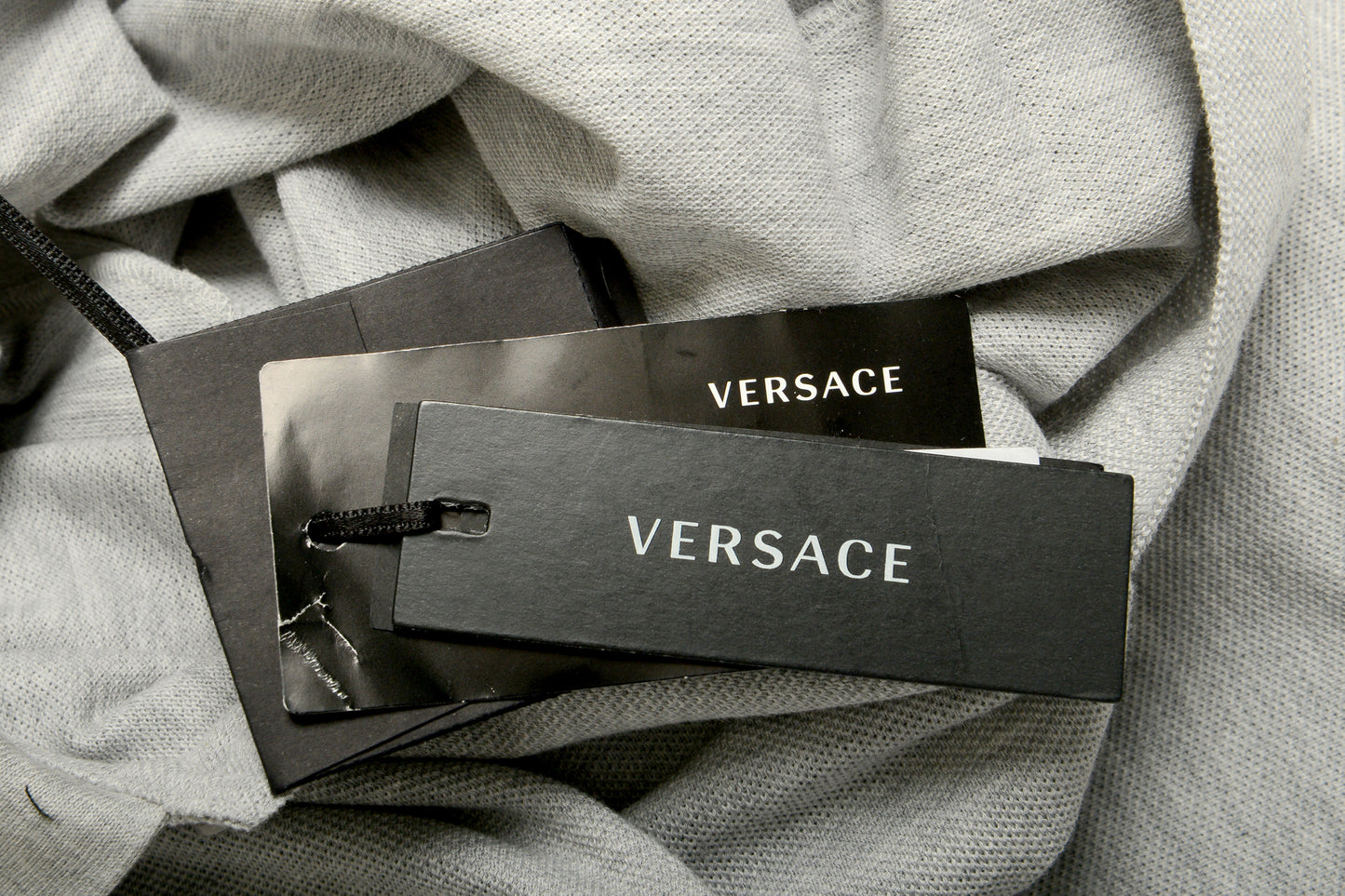 Versace Men's Gray Short Sleeve Logo Embroidery Polo Shirt US 3XL IT 58