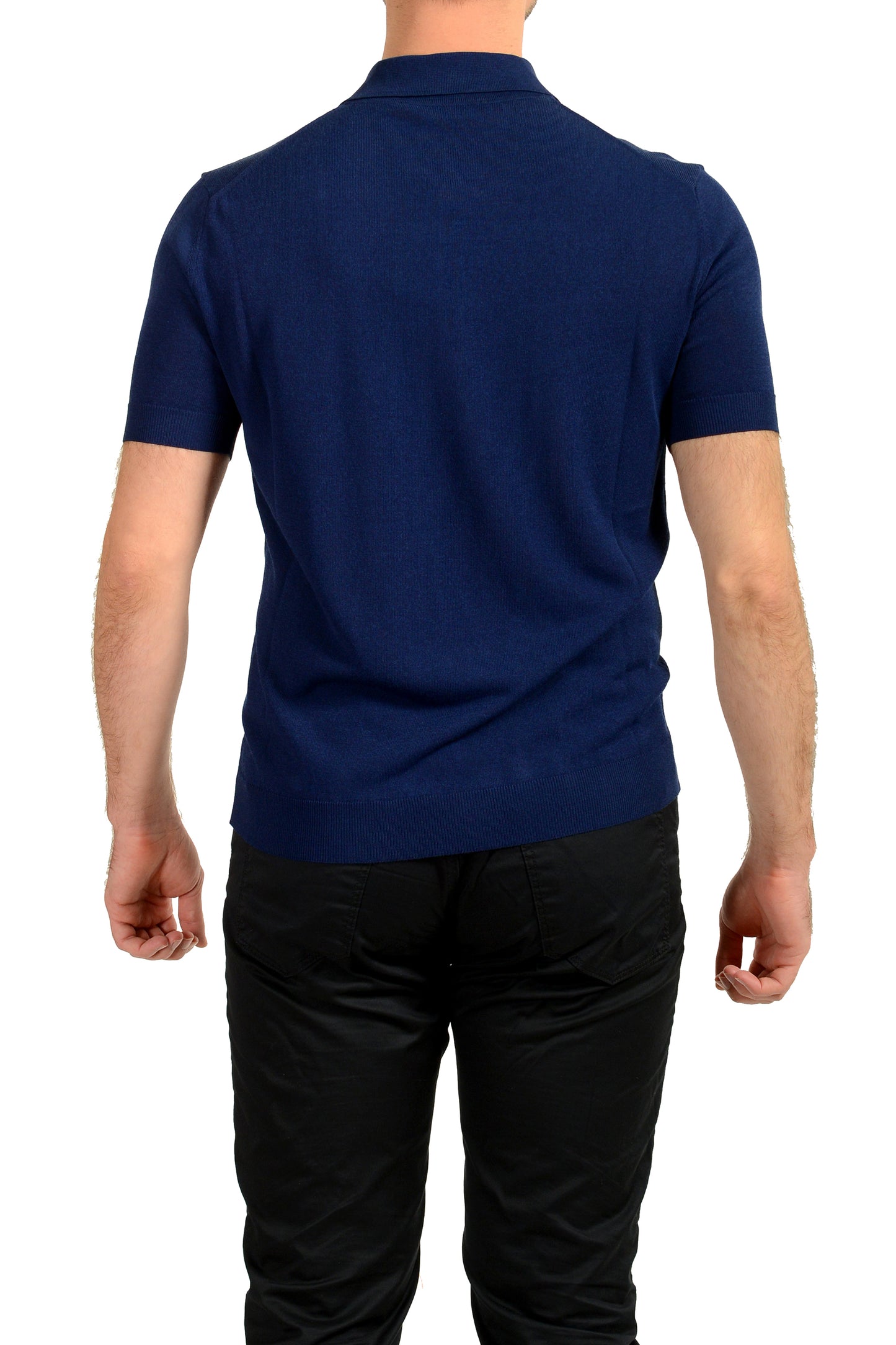 Versace Men's Blue Medusa Piquet Embroidery Knit Polo Shirt US S IT 48