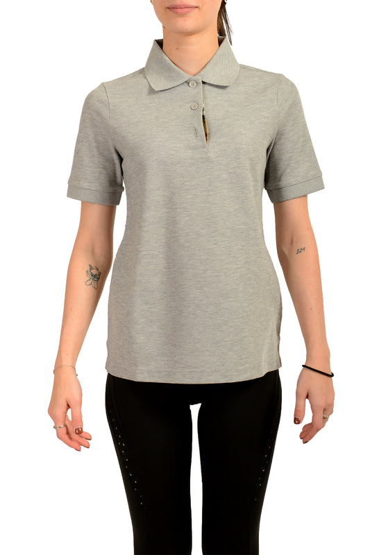Burberry Women's "MALLECO" Gray Short Sleeve Polo Shirt US XS IT 38