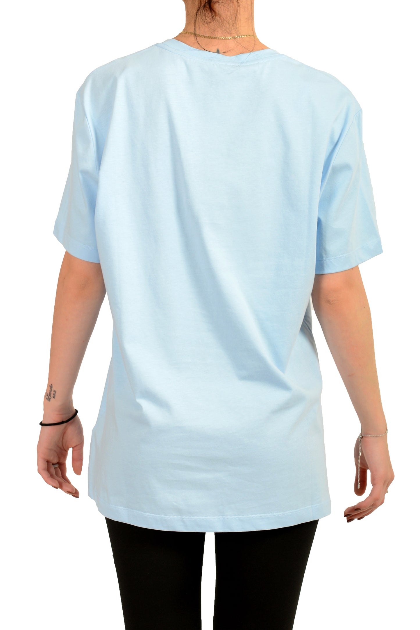 Versace Women's Silver/Blue Medusa Head Print Short Sleeve T-Shirt US XL IT 46
